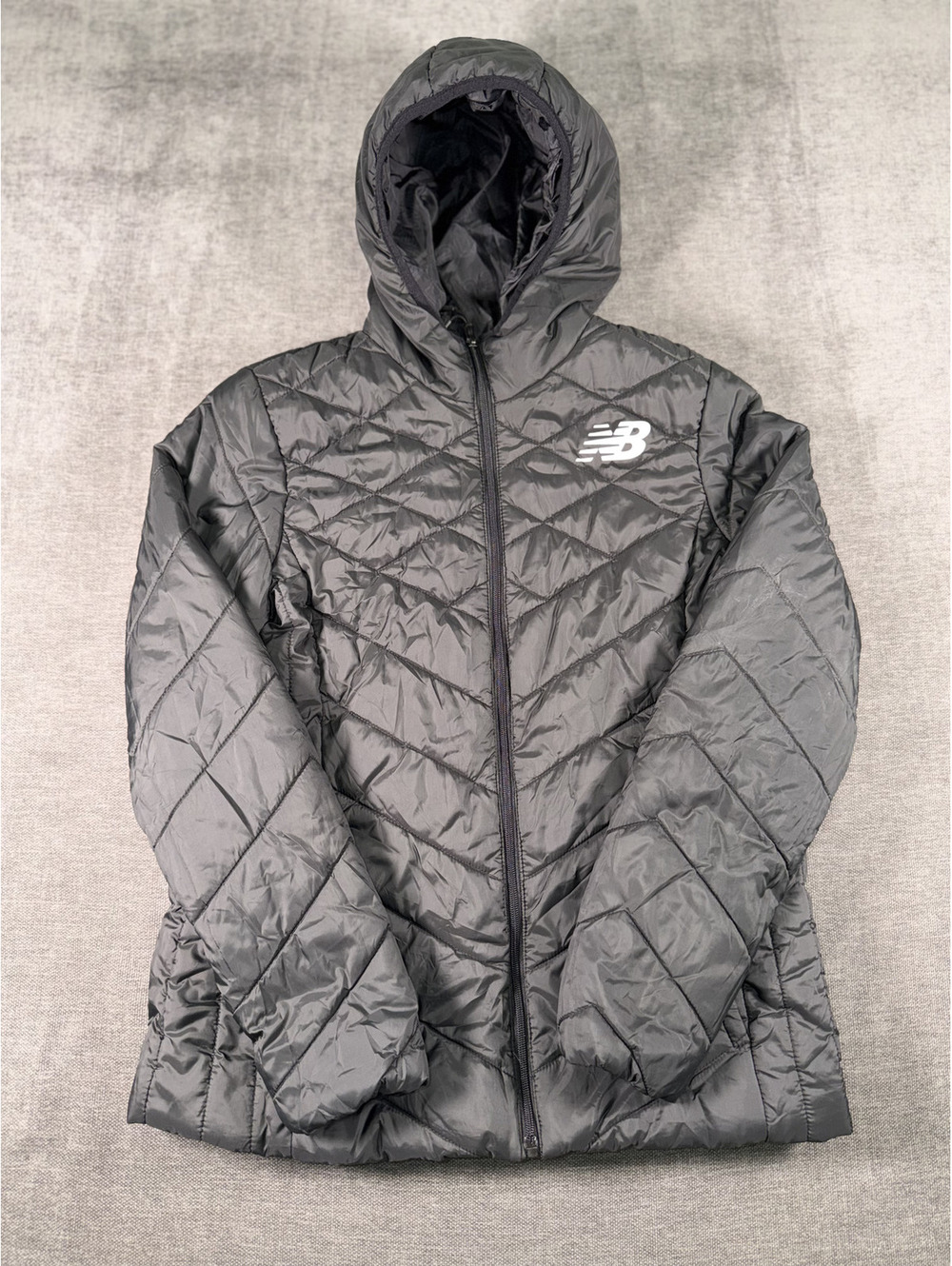 New Balance Women's Black Quilted Hooded Jacket Size L